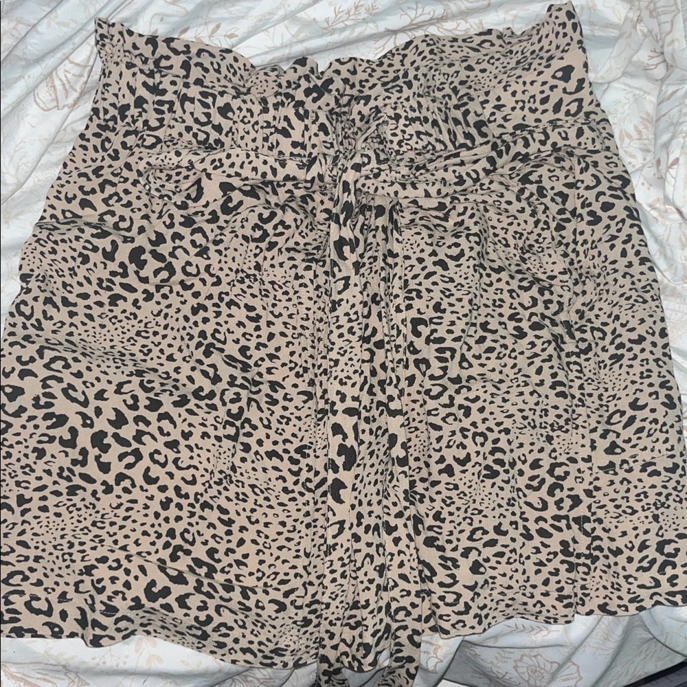 Leopard Print High-Waisted Shorts